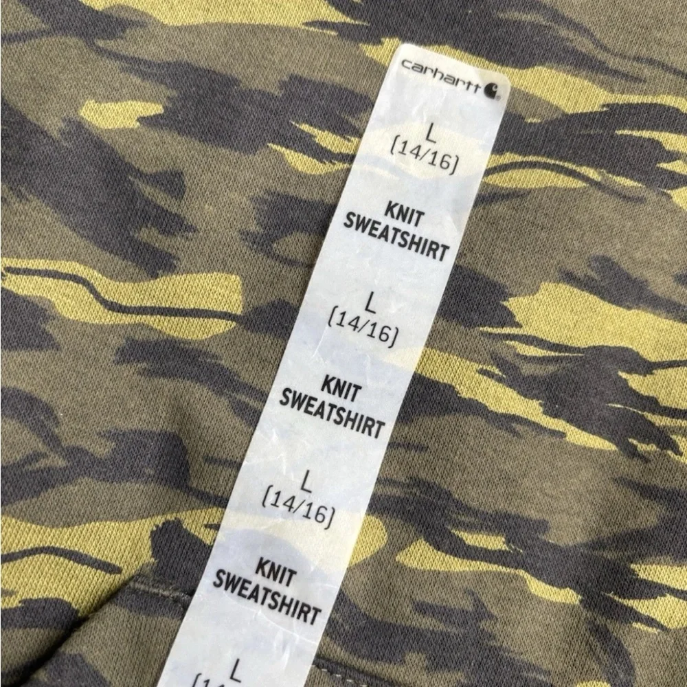 NWT- Carhartt Boys Camo Hoodie Graphic Long Sleeve Sweatshirt Logo Size L 14/16
